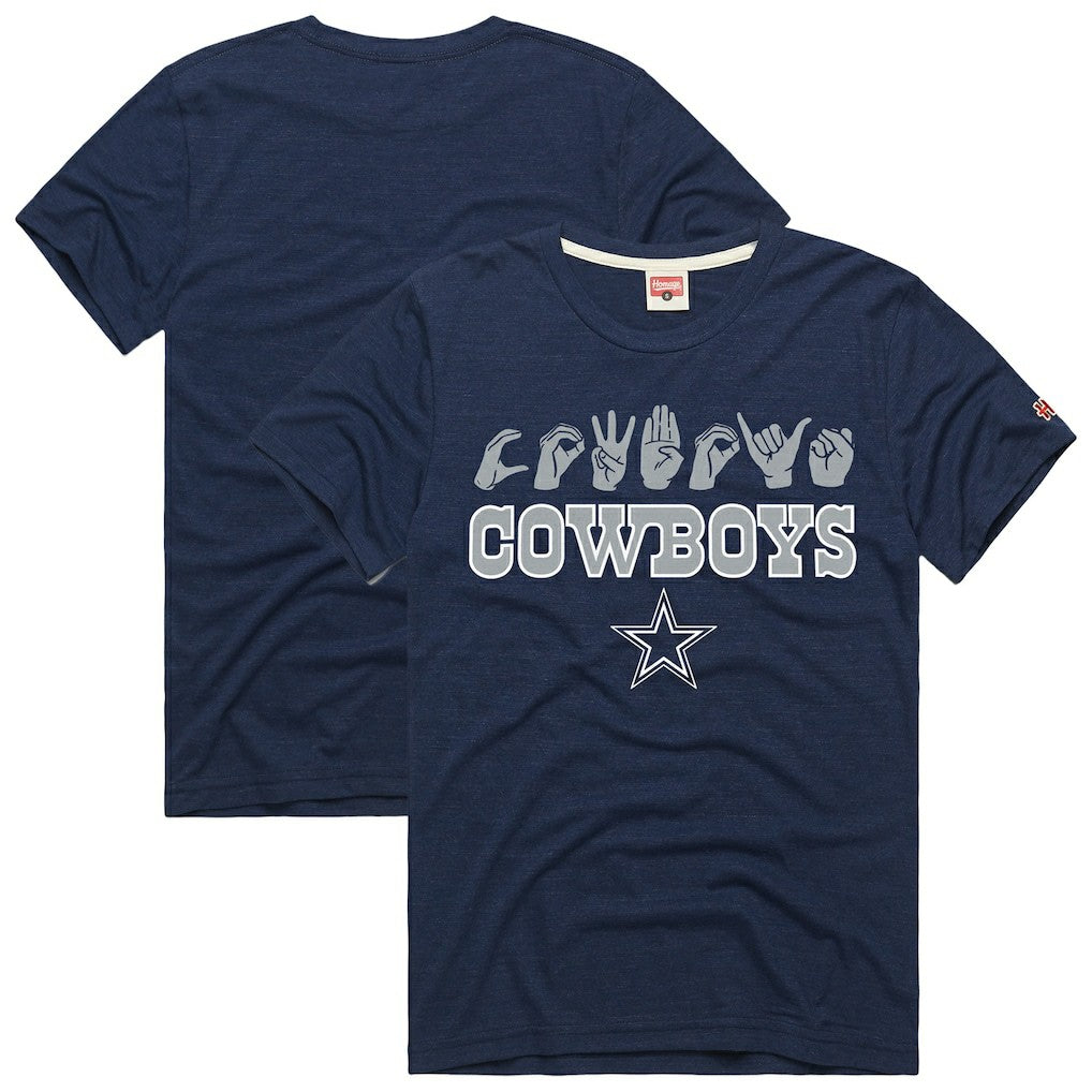 Dallas Cowboys Homage Unisex NFL ASL Collection by Love Sign Tri-Blend T-Shirt Navy - NFL