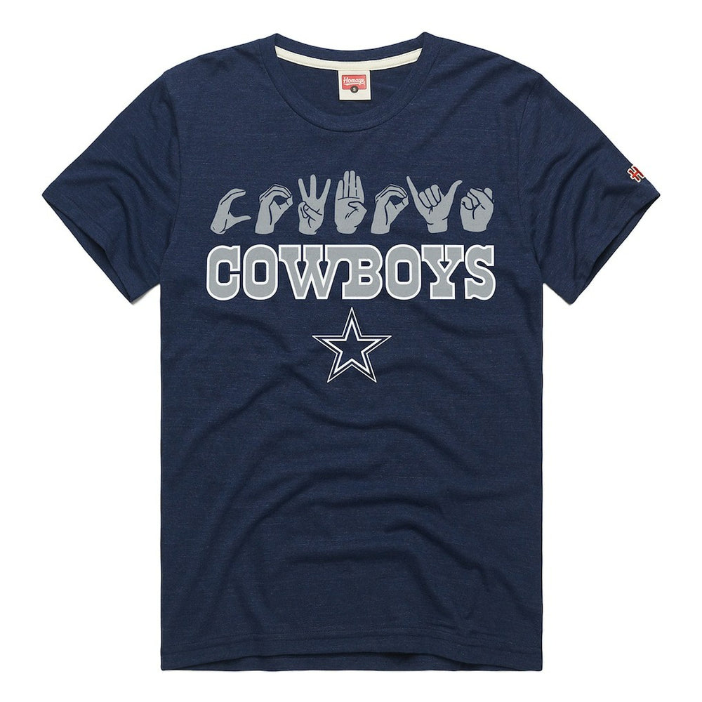Dallas Cowboys Homage Unisex NFL ASL Collection by Love Sign Tri-Blend T-Shirt Navy - NFL