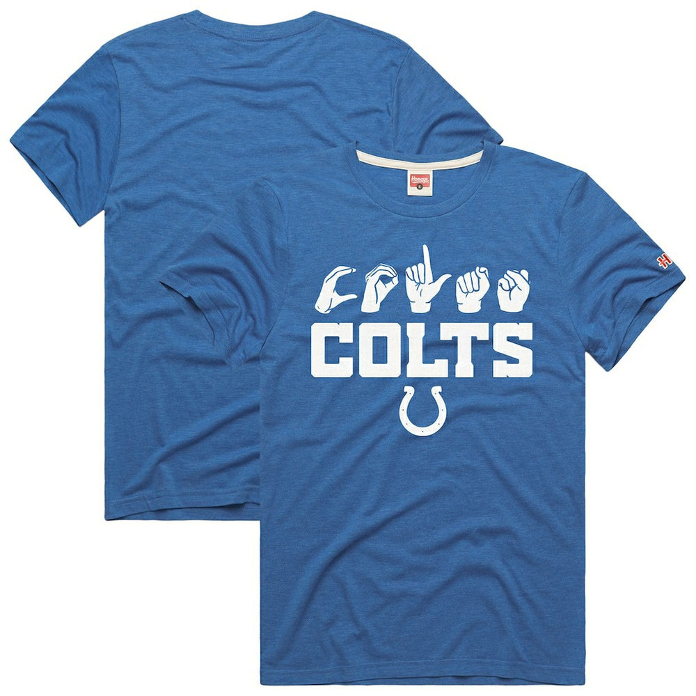Indianapolis Colts Homage Unisex NFL ASL Collection by Love Sign Tri-Blend T-Shirt Royal - NFL
