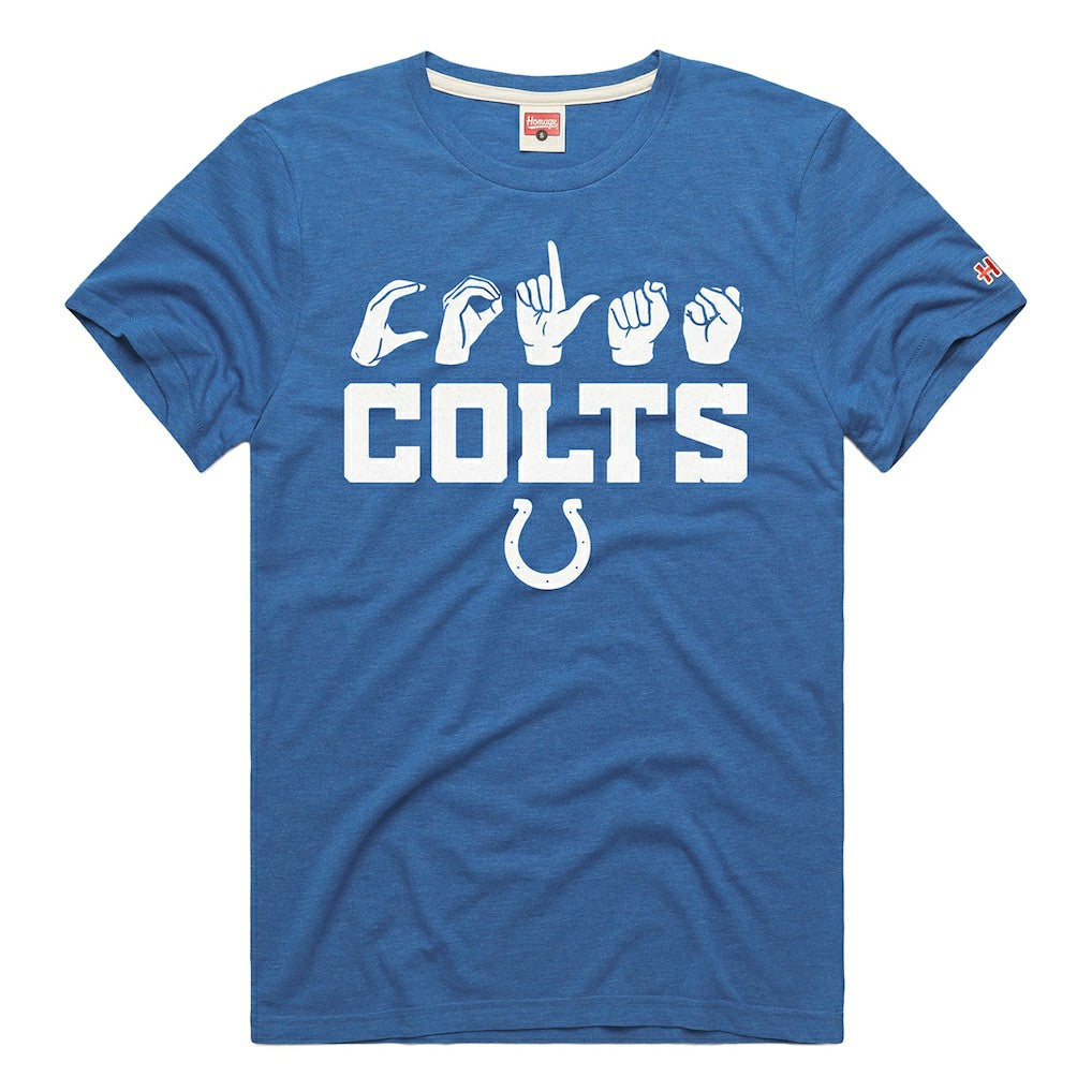 Indianapolis Colts Homage Unisex NFL ASL Collection by Love Sign Tri-Blend T-Shirt Royal - NFL