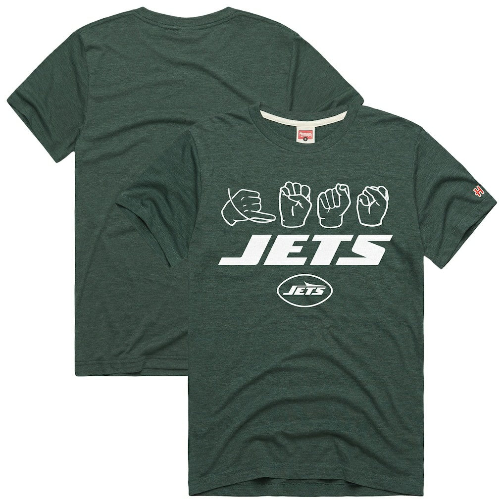 New York Jets Homage Unisex NFL ASL Collection by Love Sign Tri-Blend T-Shirt Green - NFL