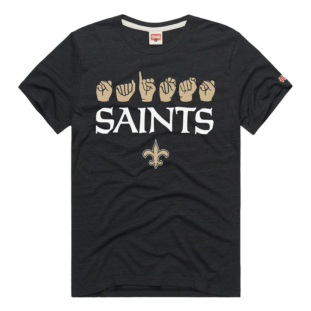 New Orleans Saints Homage Unisex NFL ASL Collection by Love Sign Tri-Blend T-Shirt Black - NFL