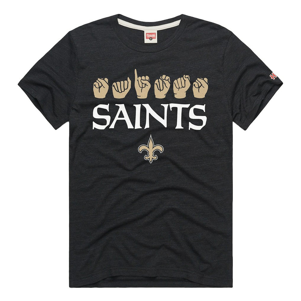 New Orleans Saints Homage Unisex NFL ASL Collection by Love Sign Tri-Blend T-Shirt Black - NFL
