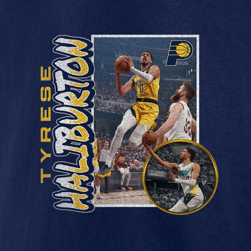 NBA - Tyrese Haliburton Indiana Pacers '90s Player Graphic T-Shirt - Navy