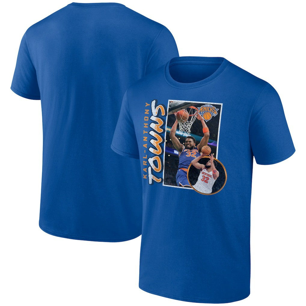 NBA - Karl-Anthony Towns New York Knicks '90s Player Graphic T-Shirt - Blue