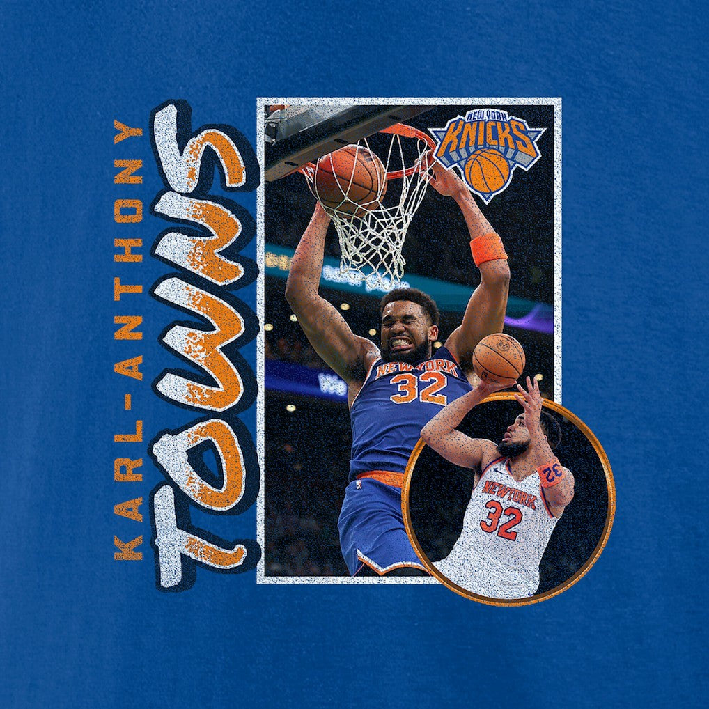 NBA - Karl-Anthony Towns New York Knicks '90s Player Graphic T-Shirt - Blue