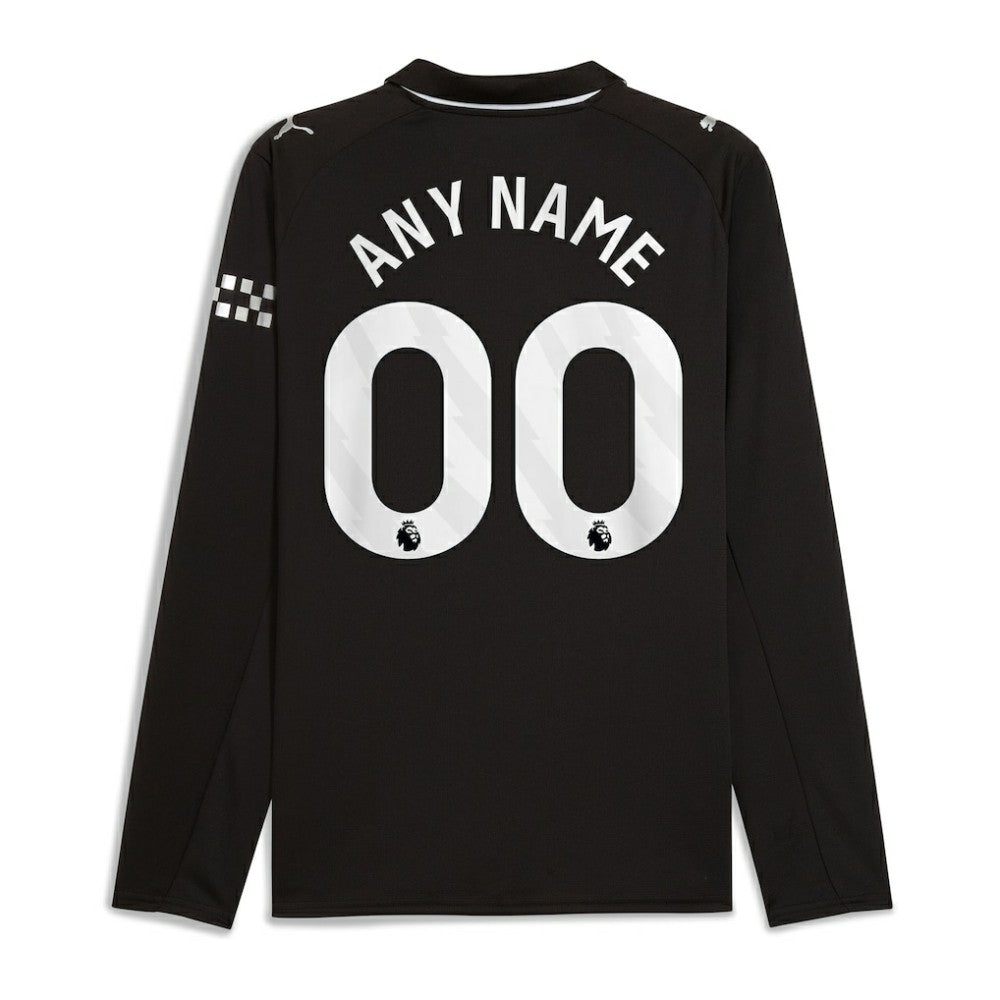 Puma Manchester City 2025/26 Away Replica Long Sleeve Custom Jerseys - Black