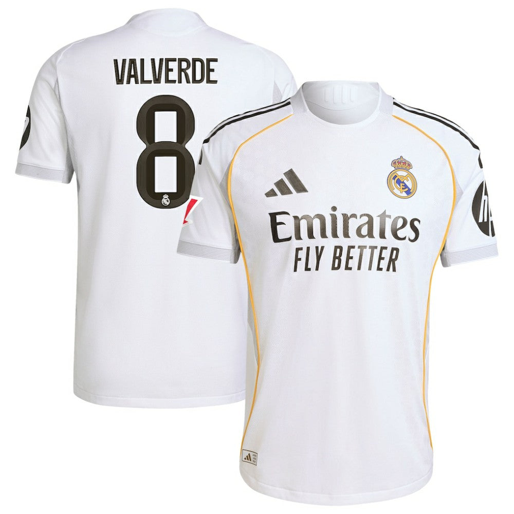 Adidas Federico Valverde Real Madrid 2025/26 Home Jerseys - White