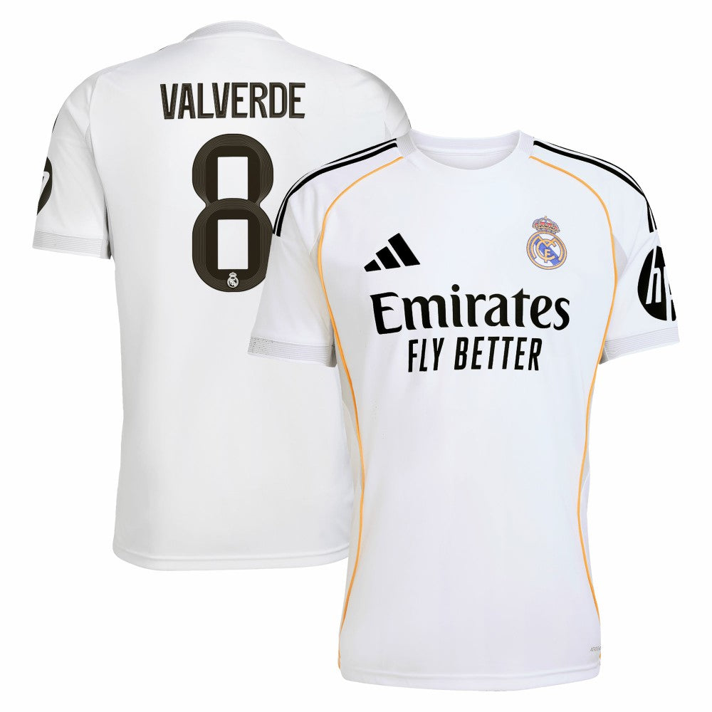 Adidas Federico Valverde Real Madrid 2025/26 Home Replica Jerseys - White