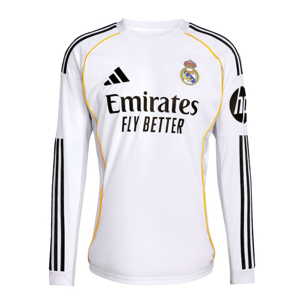 Adidas Federico Valverde Real Madrid 2025/26 Home Replica Long Sleeve Jerseys - White