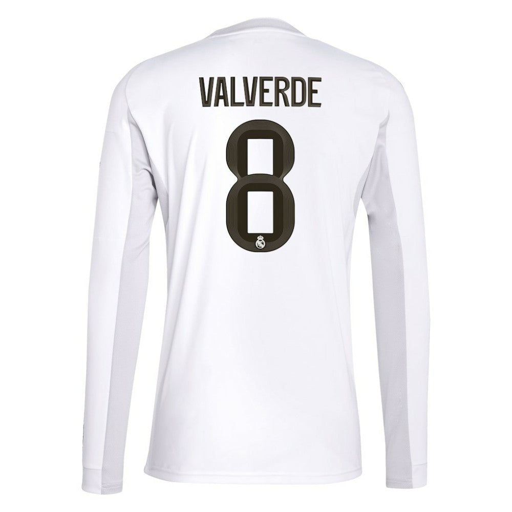 Adidas Federico Valverde Real Madrid 2025/26 Home Replica Long Sleeve Jerseys - White