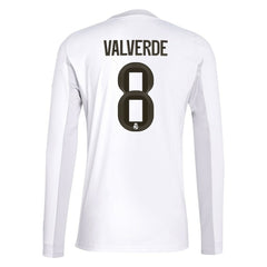 Adidas Federico Valverde Real Madrid 2025/26 Home Replica Long Sleeve Jerseys - White