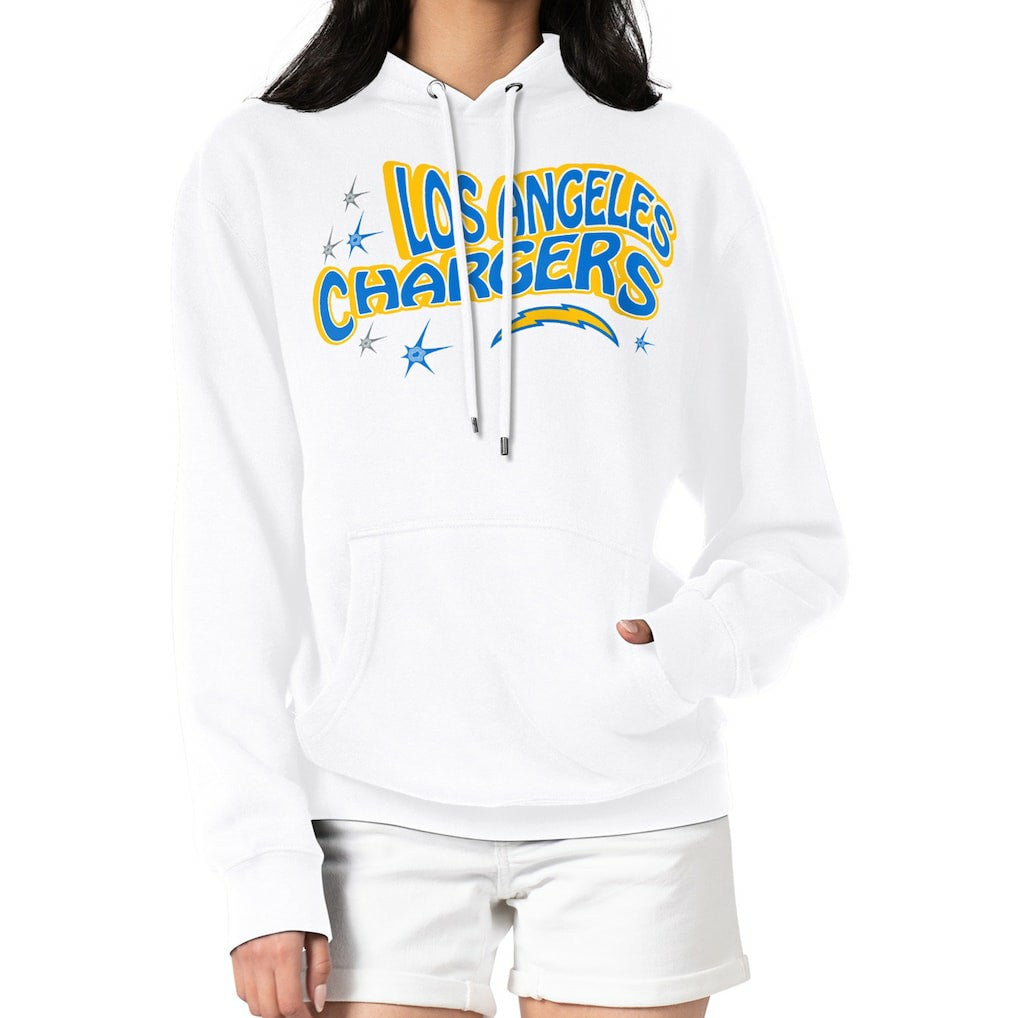 Los Angeles Chargers Starter Women's Fireworks Fleece Pullover Hoodie White - NFL