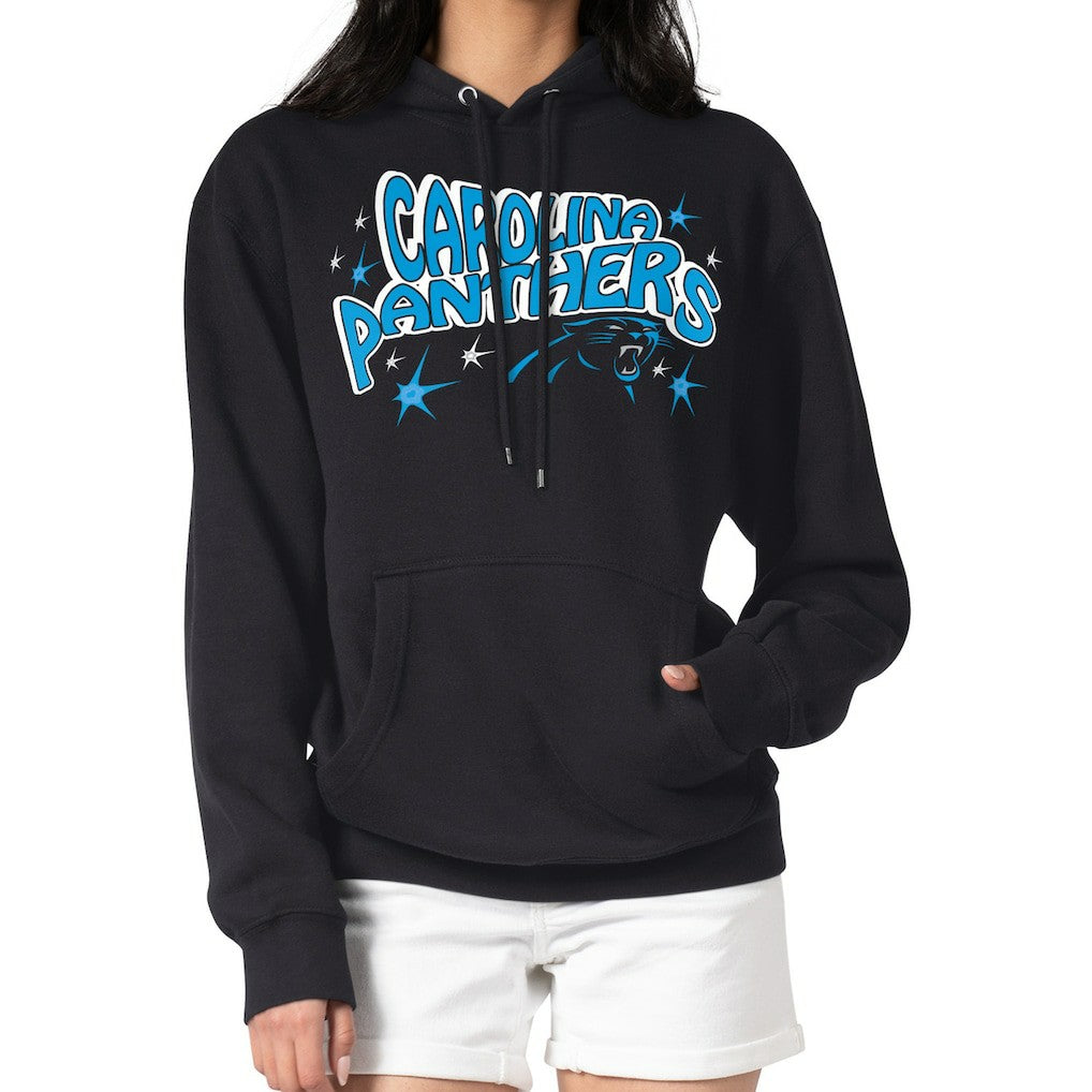 Carolina Panthers Starter Women's Fireworks Fleece Pullover Hoodie Black - NFL