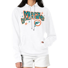 Miami Dolphins Starter Women's Fireworks Fleece Pullover Hoodie White - NFL