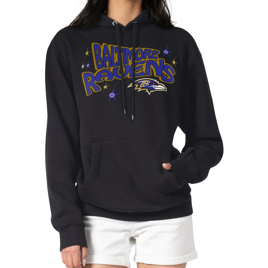 Baltimore Ravens Starter Women's Fireworks Fleece Pullover Hoodie Black - NFL