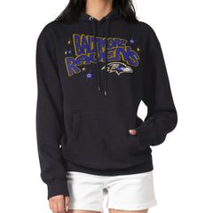 Baltimore Ravens Starter Women's Fireworks Fleece Pullover Hoodie Black - NFL