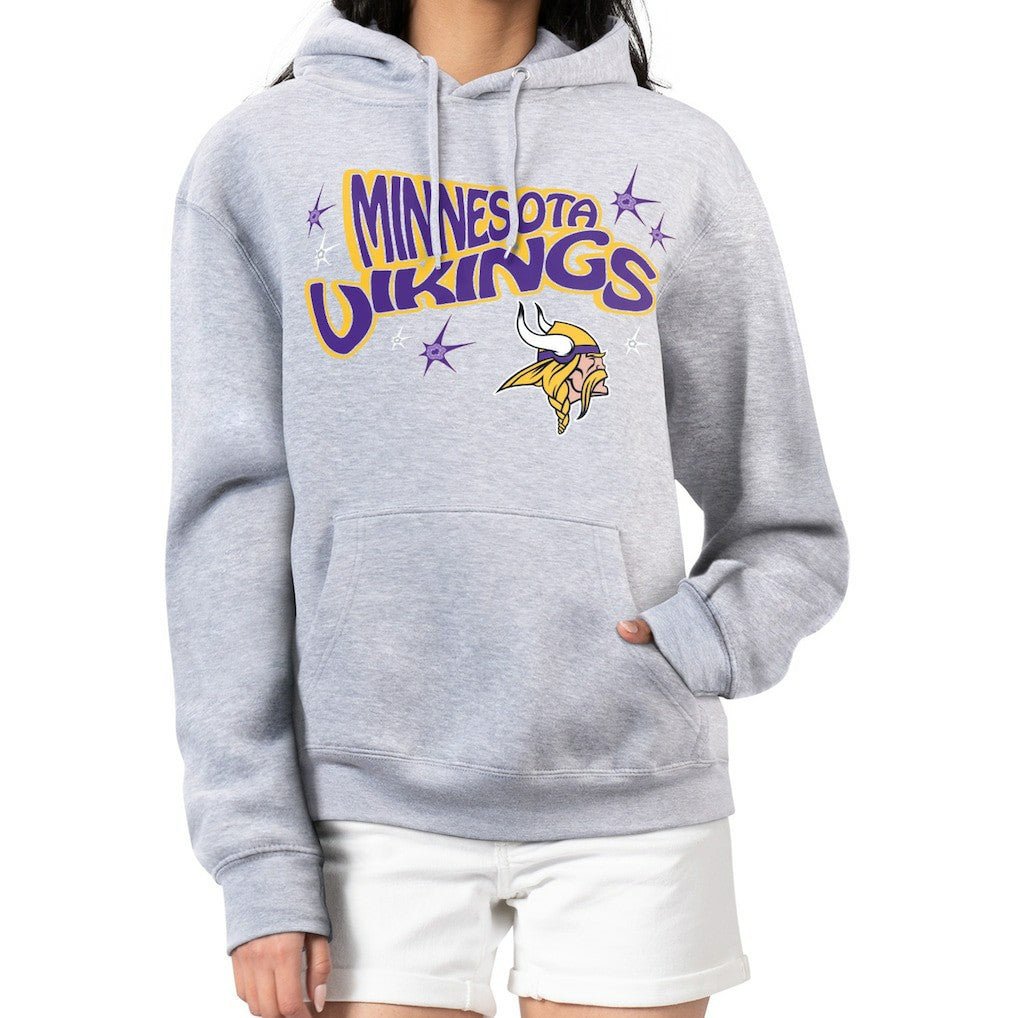 Minnesota Vikings Starter Women's Fireworks Fleece Pullover Hoodie Gray - NFL