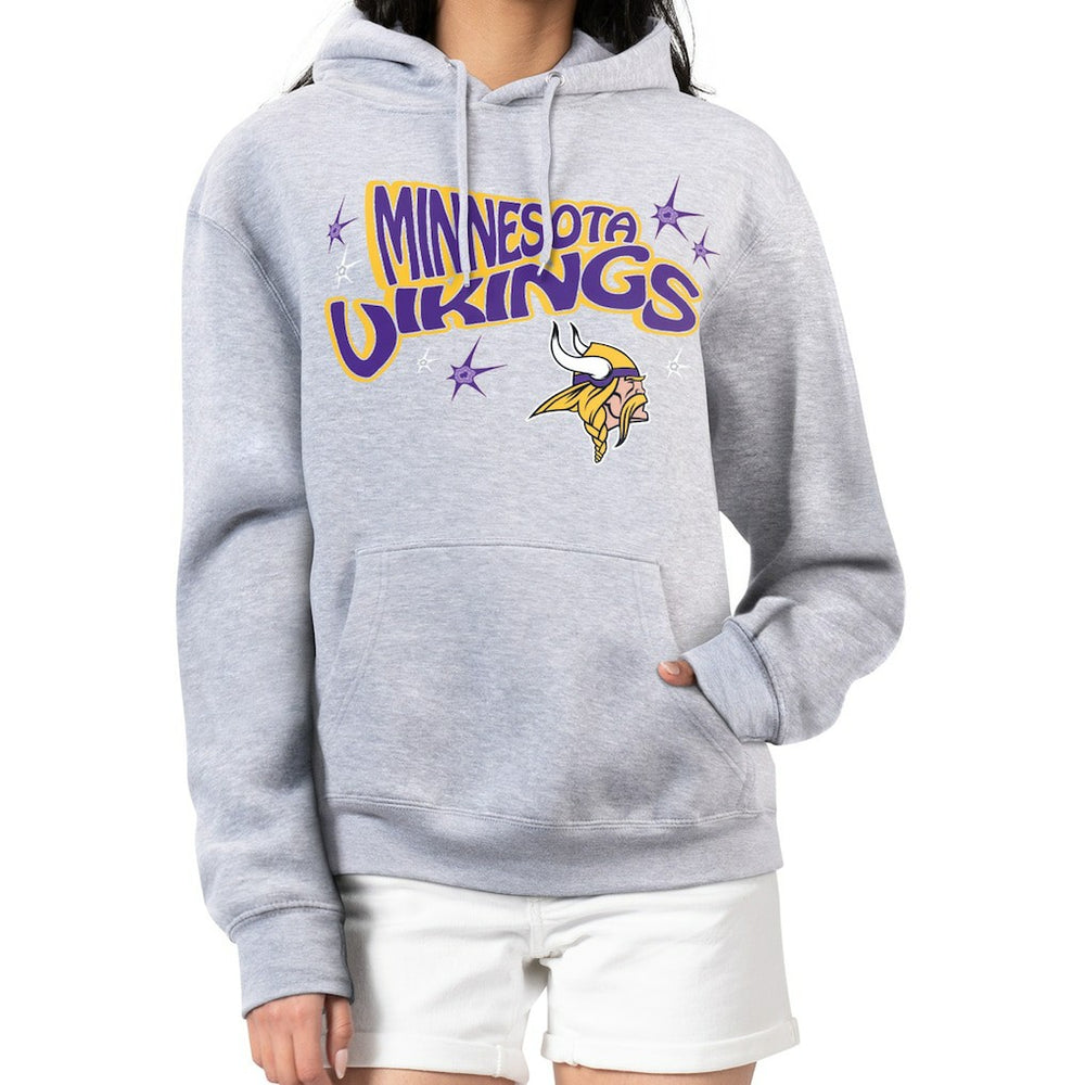 Minnesota Vikings Starter Women's Fireworks Fleece Pullover Hoodie Gray - NFL