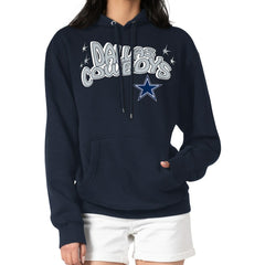 Dallas Cowboys Starter Women's Fireworks Fleece Pullover Hoodie Navy - NFL