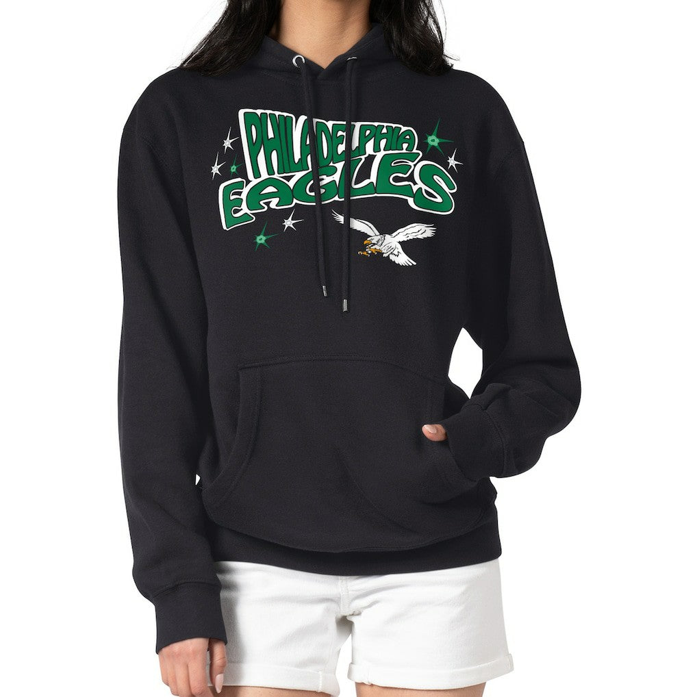 Philadelphia Eagles Starter Women's Fireworks Fleece Pullover Hoodie Black - NFL