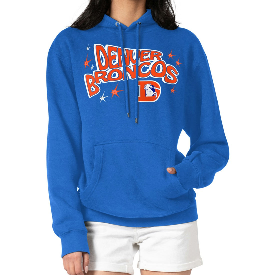 Denver Broncos Starter Women's Fireworks Fleece Pullover Hoodie Royal - NFL