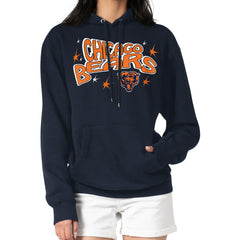 Chicago Bears Starter Women's Fireworks Fleece Pullover Hoodie Navy - NFL