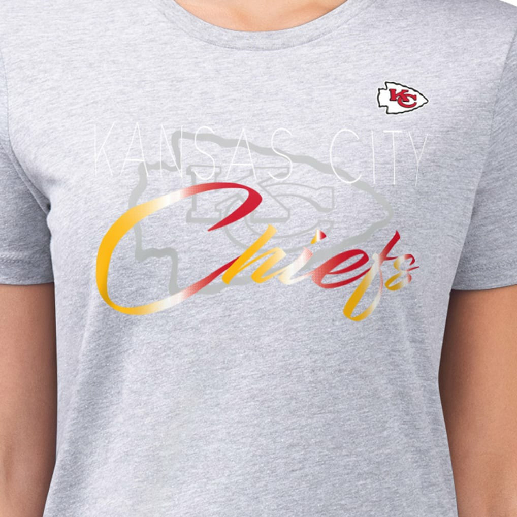 Kansas City Chiefs G-III 4Her by Carl Banks Women's Super-Slim Fit Lightweight Shadow Logo T-Shirt Gray - NFL