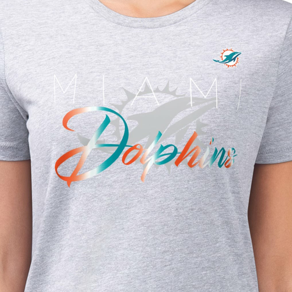 Miami Dolphins G-III 4Her by Carl Banks Women's Super-Slim Fit Lightweight Shadow Logo T-Shirt Gray - NFL