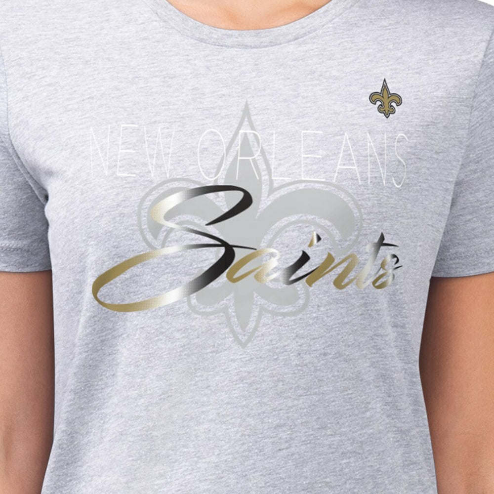 New Orleans Saints G-III 4Her by Carl Banks Women's Super-Slim Fit Lightweight Shadow Logo T-Shirt Gray - NFL
