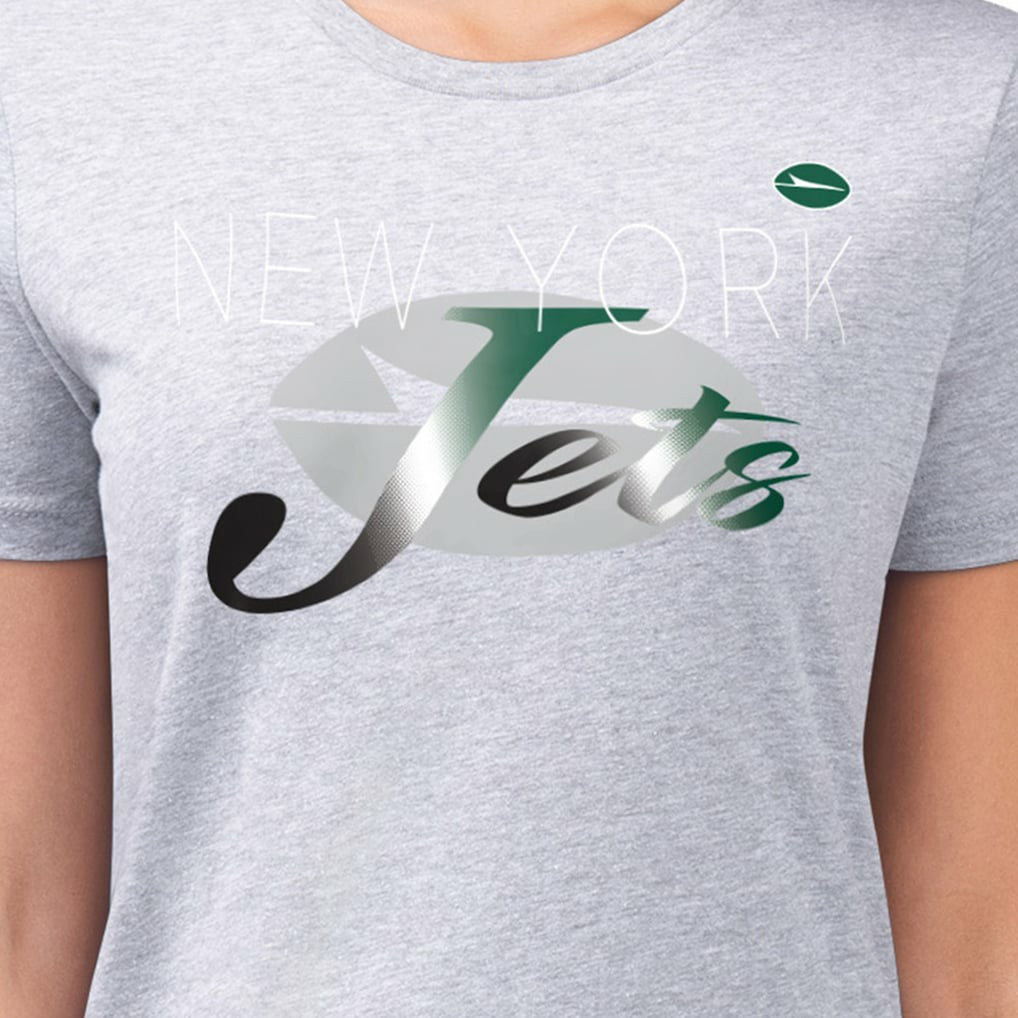 New York Jets G-III 4Her by Carl Banks Women's Super-Slim Fit Lightweight Shadow Logo T-Shirt Gray - NFL