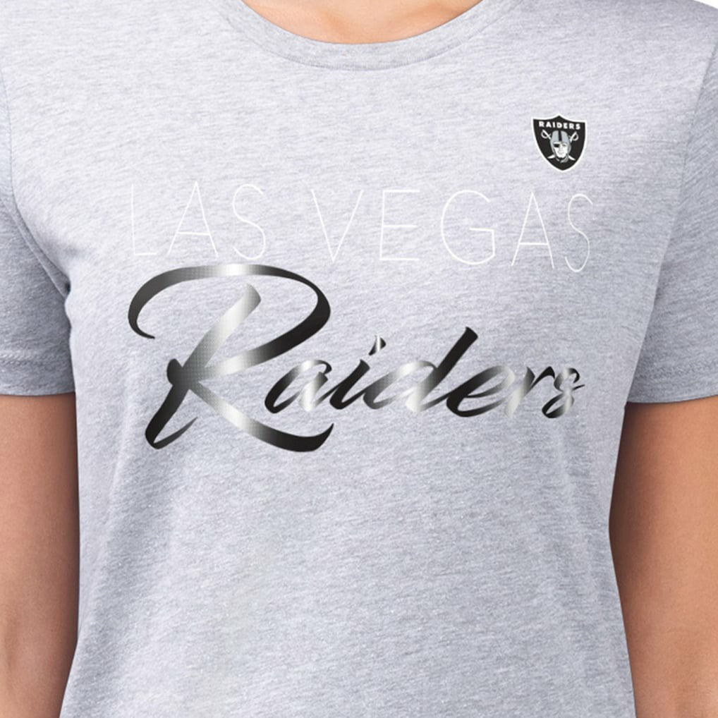 Las Vegas Raiders G-III 4Her by Carl Banks Women's Super-Slim Fit Lightweight Shadow Logo T-Shirt Gray - NFL