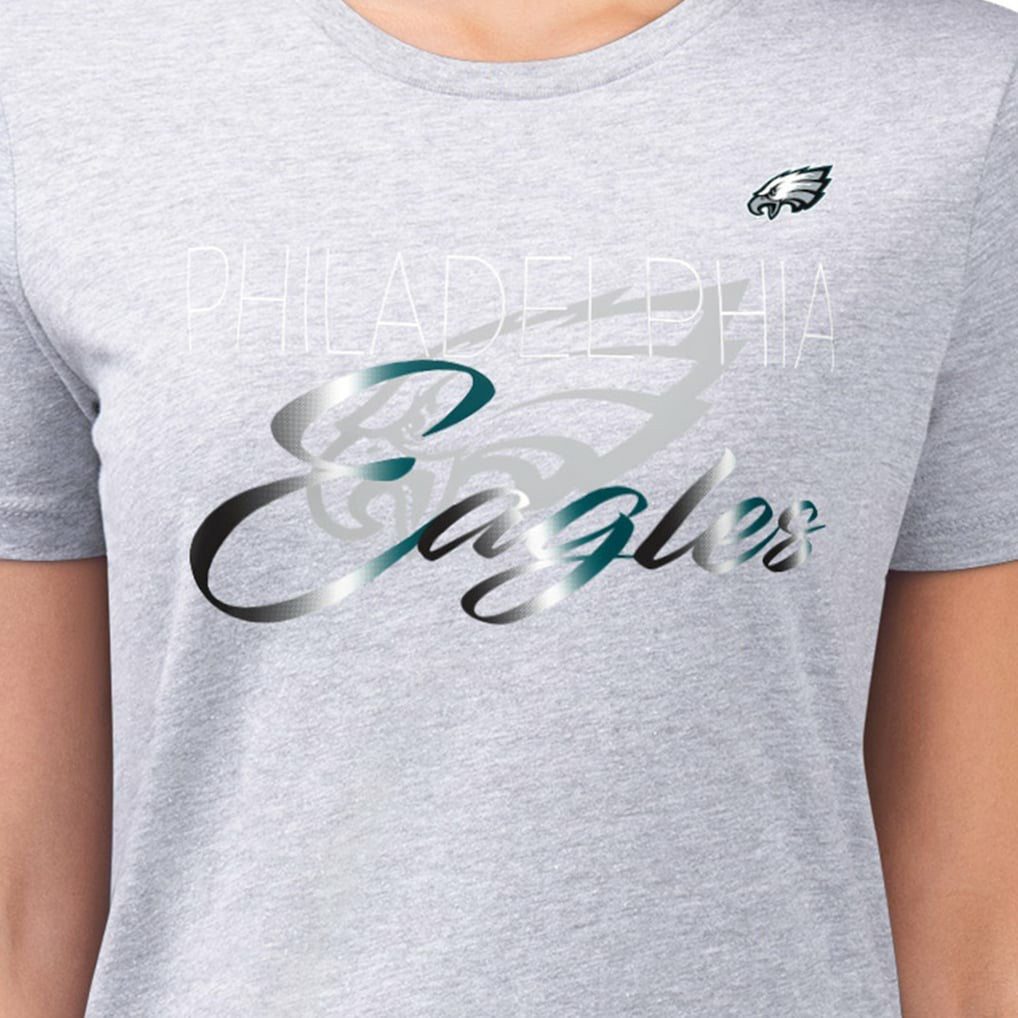 Philadelphia Eagles G-III 4Her by Carl Banks Women's Super-Slim Fit Lightweight Shadow Logo T-Shirt Gray - NFL