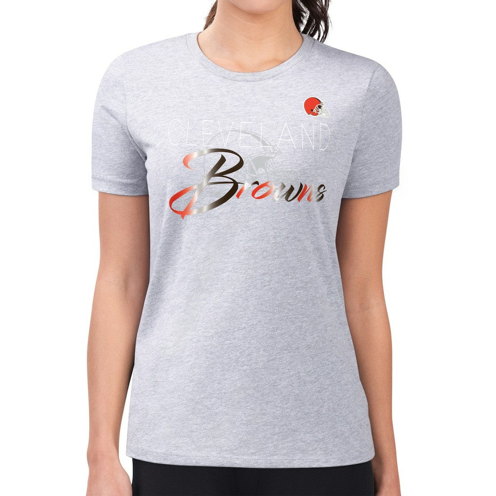 Cleveland Browns G-III 4Her by Carl Banks Women's Super-Slim Fit Lightweight Shadow Logo T-Shirt Gray - NFL