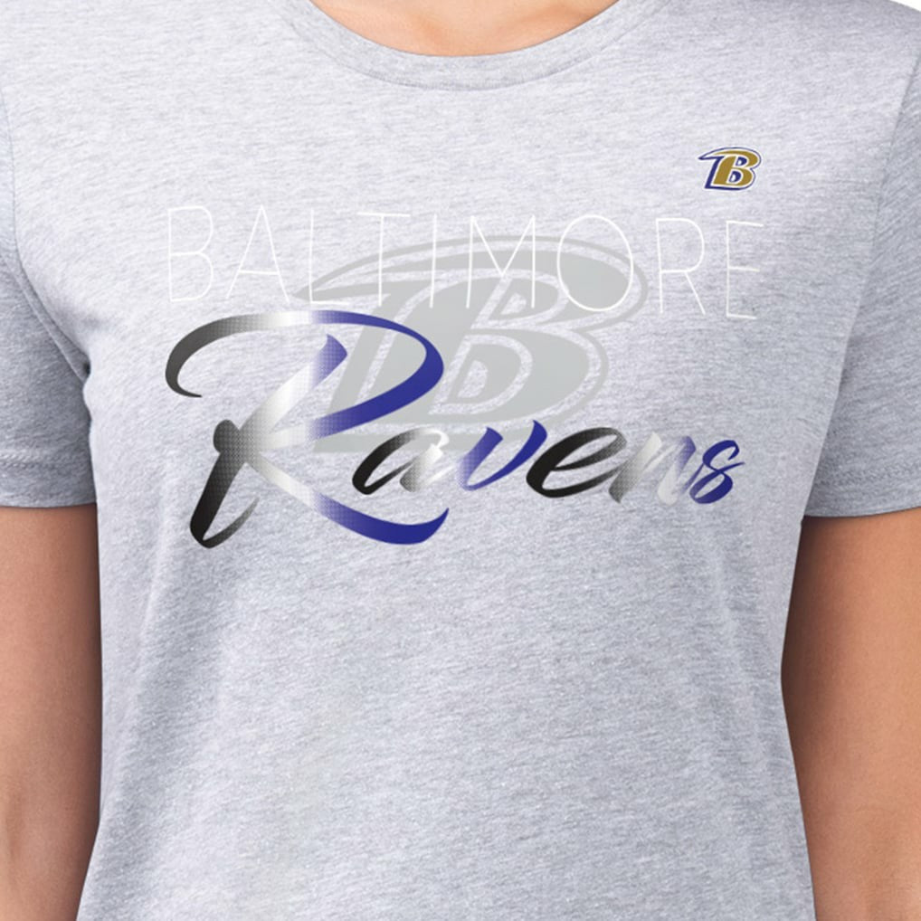 Baltimore Ravens G-III 4Her by Carl Banks Women's Super-Slim Fit Lightweight Shadow Logo T-Shirt Gray - NFL