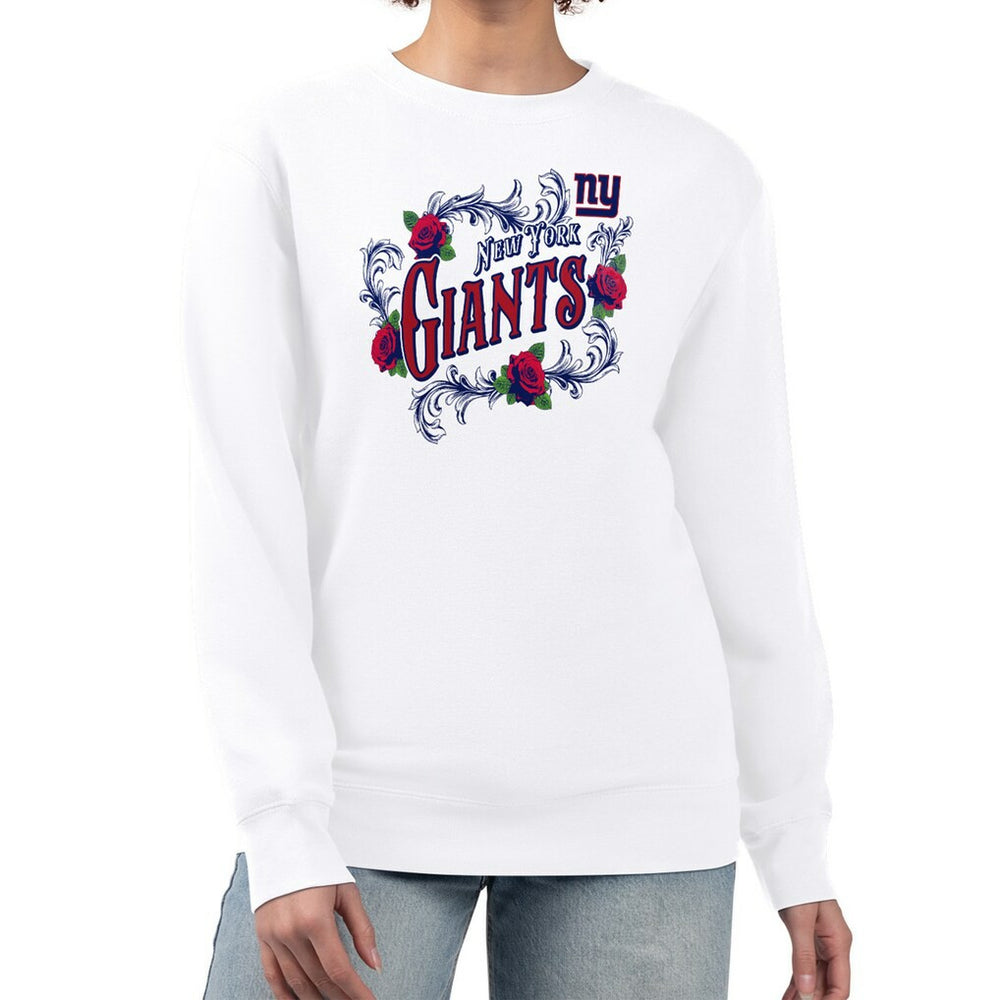 New York Giants G-III 4Her by Carl Banks Women's Roses Fleece Tri-Blend Pullover Sweatshirt White - NFL