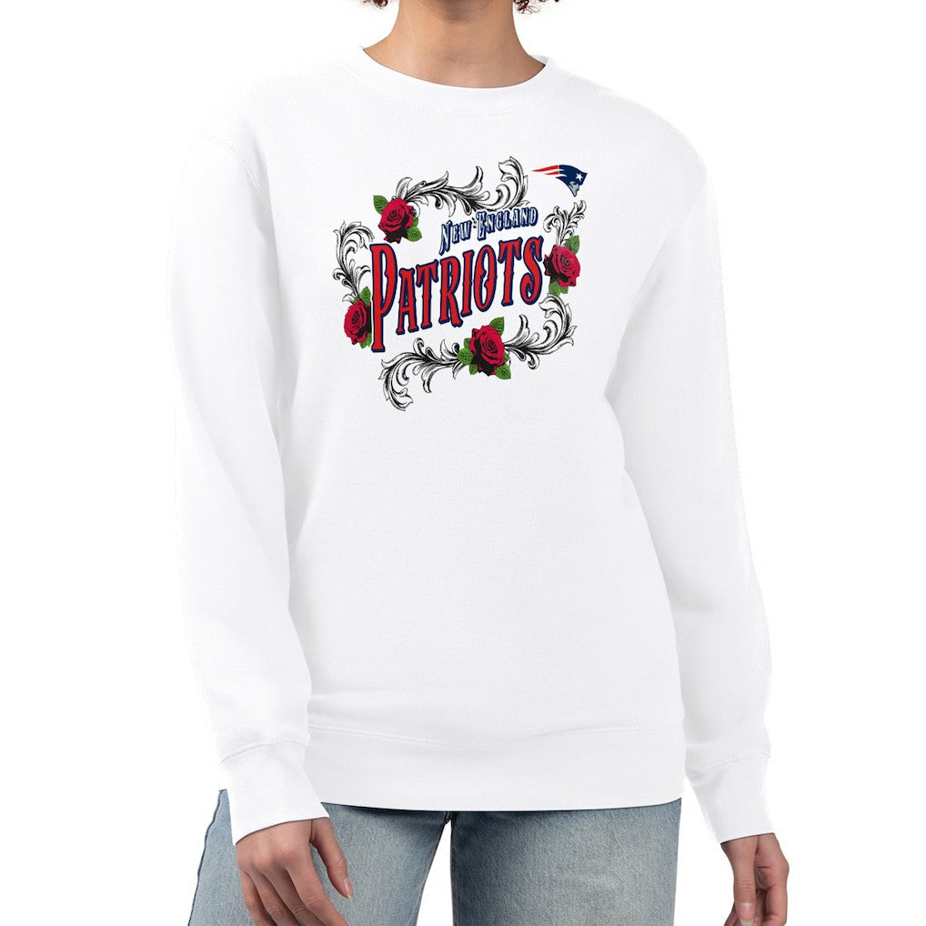 New England Patriots G-III 4Her by Carl Banks Women's Roses Fleece Tri-Blend Pullover Sweatshirt White - NFL