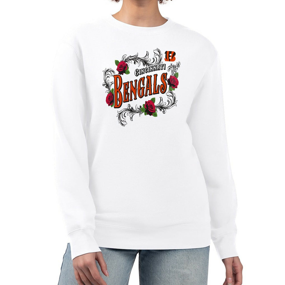 Cincinnati Bengals G-III 4Her by Carl Banks Women's Roses Fleece Tri-Blend Pullover Sweatshirt White - NFL