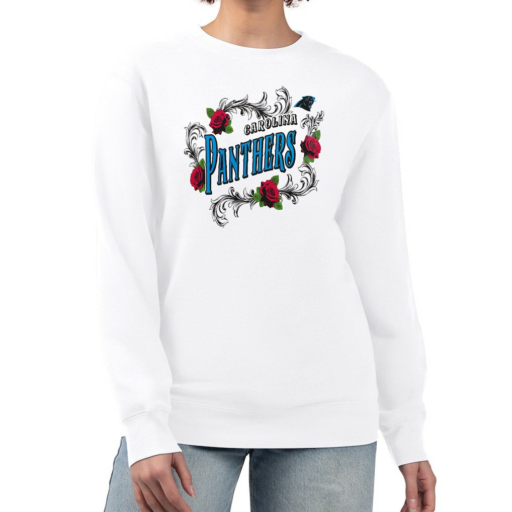Carolina Panthers G-III 4Her by Carl Banks Women's Roses Fleece Tri-Blend Pullover Sweatshirt White - NFL