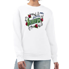 Seattle Seahawks G-III 4Her by Carl Banks Women's Roses Fleece Tri-Blend Pullover Sweatshirt White - NFL