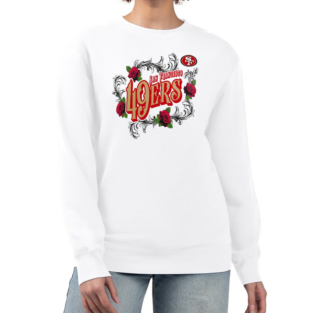 San Francisco 49ers G-III 4Her by Carl Banks Women's Roses Fleece Tri-Blend Pullover Sweatshirt White - NFL