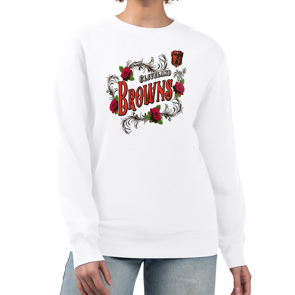 Cleveland Browns G-III 4Her by Carl Banks Women's Roses Fleece Tri-Blend Pullover Sweatshirt White - NFL
