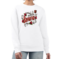 Cleveland Browns G-III 4Her by Carl Banks Women's Roses Fleece Tri-Blend Pullover Sweatshirt White - NFL