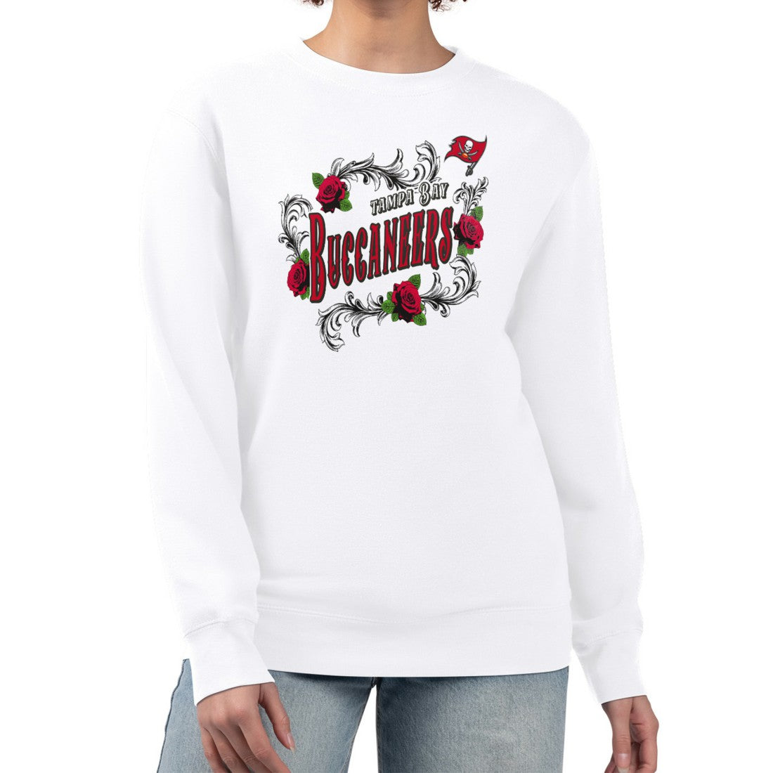 Tampa Bay Buccaneers G-III 4Her by Carl Banks Women's Roses Fleece Tri-Blend Pullover Sweatshirt White - NFL