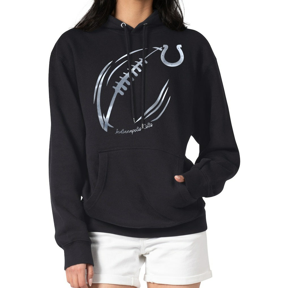 Indianapolis Colts G-III 4Her by Carl Banks Women's Metallic Print Football Sketch Fleece Pullover Hoodie Black - NFL