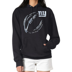 New York Giants G-III 4Her by Carl Banks Women's Metallic Print Football Sketch Fleece Pullover Hoodie Black - NFL