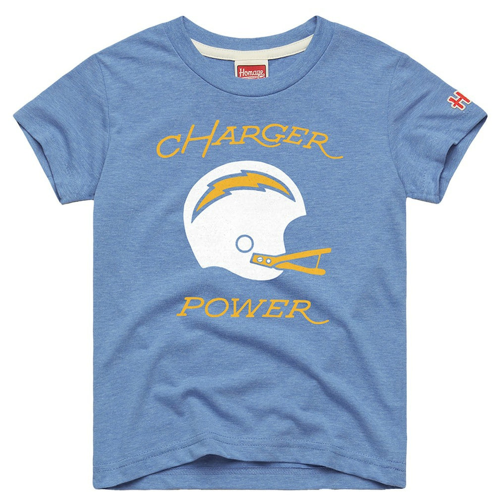Los Angeles Chargers Homage Youth Charger Power Tri-Blend T-Shirt Powder Blue - NFL