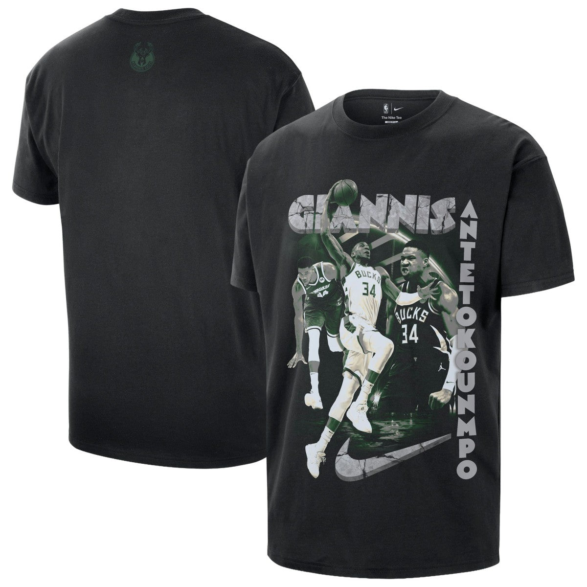 Nike - Giannis Antetokounmpo Milwaukee Bucks Unisex Athlete T-Shirt - Black