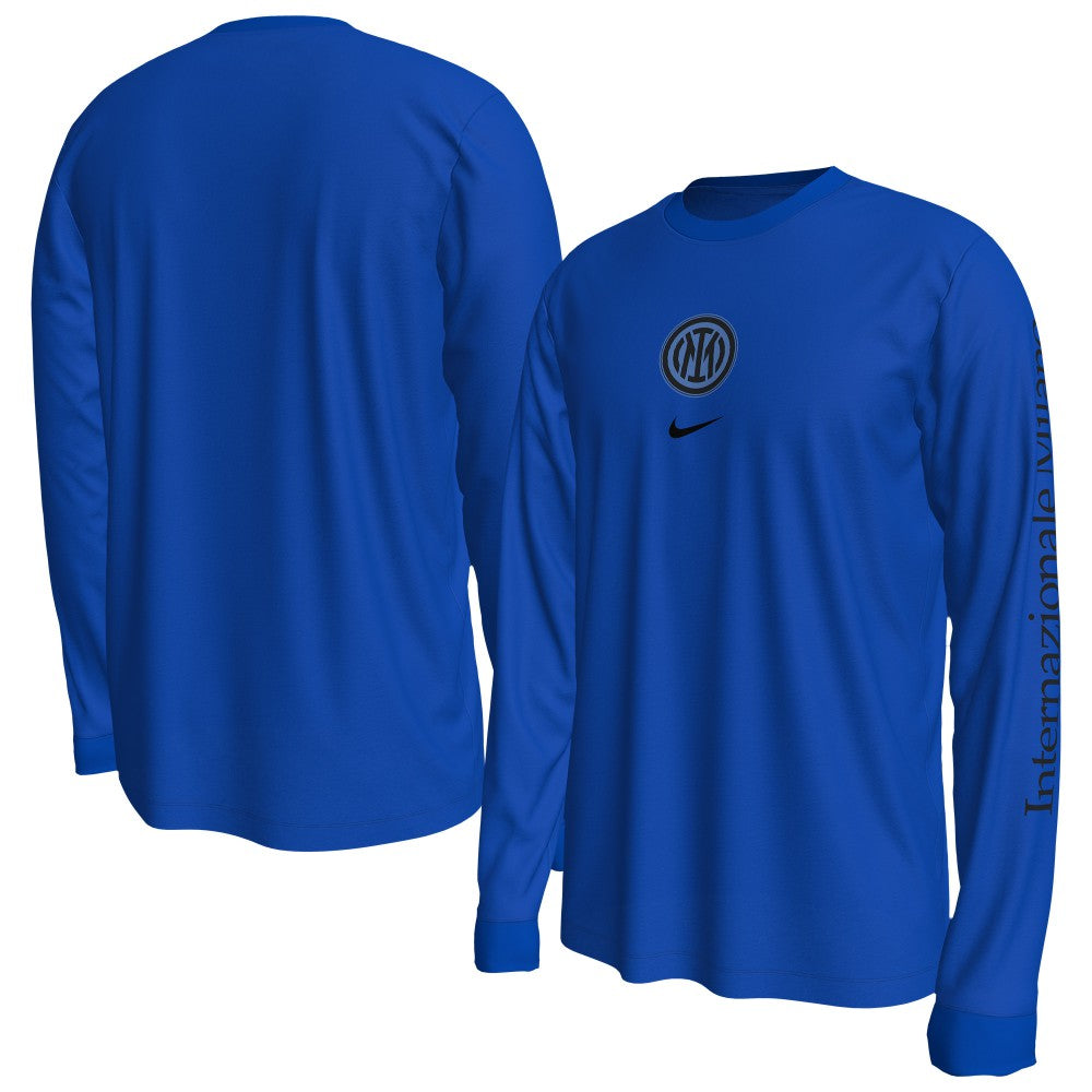Nike Inter Milan Wordmark Long Sleeve T-Shirts - Blue