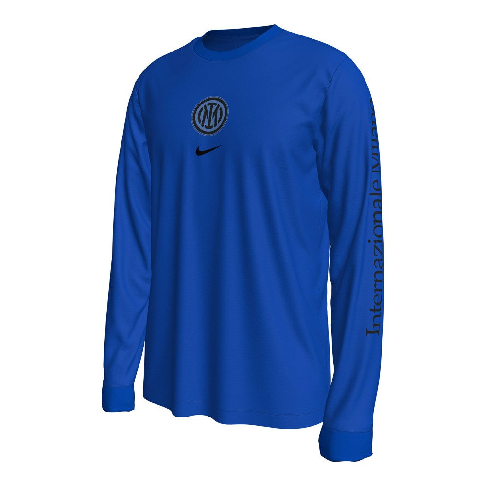 Nike Inter Milan Wordmark Long Sleeve T-Shirts - Blue